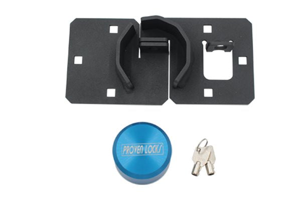Puck Lock HASP Kit Model V2 Puck Locks Proven Industries Blue (Billet 6061 Aluminum) Keyed Differently 